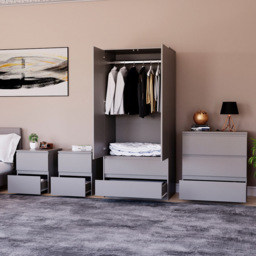 VIDA DESIGNS Denver Grey 4 Piece Bedroom Furniture Set - Wilko - thumbnail 4