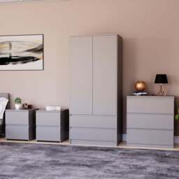 VIDA DESIGNS Denver Grey 4 Piece Bedroom Furniture Set - Wilko - thumbnail 1