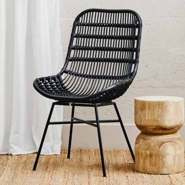 Interiors by Premier Lagom Black Rattan Curved Chair - Size: 1 Seater - Wilko - image 1