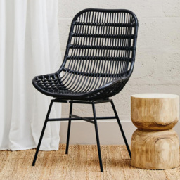 Interiors by Premier Lagom Black Rattan Curved Chair - Size: 1 Seater - Wilko