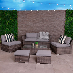 Charles Bentley St Tropez 6 Seater Rattan Effect Lounge Set - Grey - Wilko - thumbnail 1