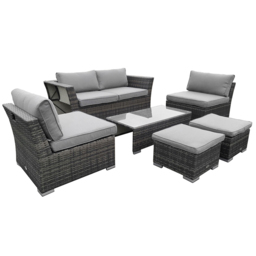 Charles Bentley St Tropez 6 Seater Rattan Effect Lounge Set - Grey - Wilko - thumbnail 4