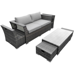Charles Bentley St Tropez 6 Seater Rattan Effect Lounge Set - Grey - Wilko - thumbnail 5