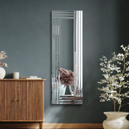 Oakley Triple Edge Bevelled All Glass Dress Mirror 120 x 40cm - Black - MirrorOutlet - Wilko - thumbnail 3