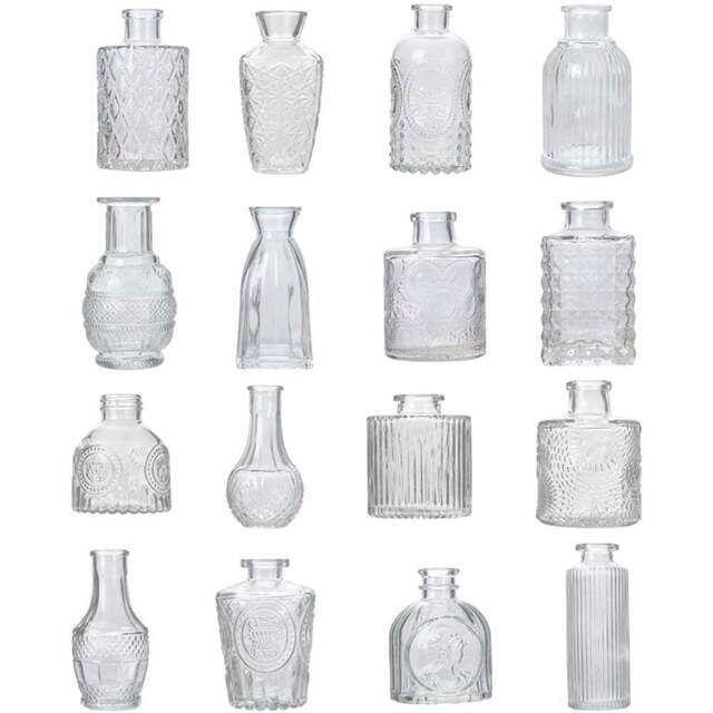 Living and Home 16 Piece Clear Small Glass Bud Vase Set - Size: 12.5 x 7 x 7cm - Wilko - image 1