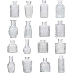 Living and Home 16 Piece Clear Small Glass Bud Vase Set - Size: 12.5 x 7 x 7cm - Wilko - thumbnail 1