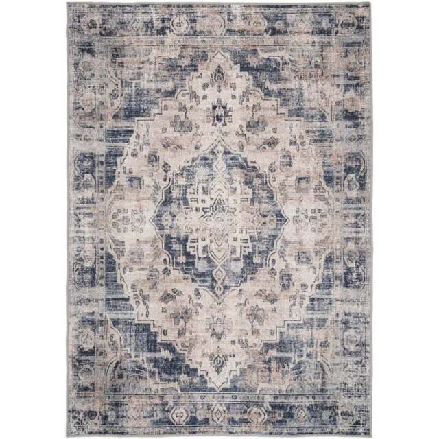 Kukoon Distressed Vintage Medallion Beige Blue Washable Rug 200 x 290cm - n/a - Wilko - image 1