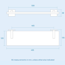 Nes Home Single Shelf Clear Glass Bathroom Rack with Matte Black Brackets - Size: 3.8 x 53 x 14cm - Wilko - thumbnail 4