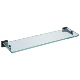 Nes Home Single Shelf Clear Glass Bathroom Rack with Matte Black Brackets - Size: 3.8 x 53 x 14cm - Wilko - thumbnail 1