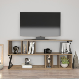 Decorotika Termas 8 Shelf Walnut and Black TV Unit - Size: 64.4 x 140 x 29.5cm - Multi - Wilko - thumbnail 5