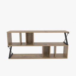 Decorotika Termas 8 Shelf Walnut and Black TV Unit - Size: 64.4 x 140 x 29.5cm - Multi - Wilko - thumbnail 3