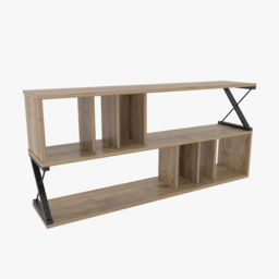 Decorotika Termas 8 Shelf Walnut and Black TV Unit - Size: 64.4 x 140 x 29.5cm - Multi - Wilko - thumbnail 4