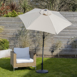 GardenKraft Beige 6 Ribs Crank and Tilt Parasol 2m - Cream - Wilko - thumbnail 3