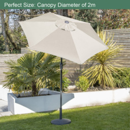 GardenKraft Beige 6 Ribs Crank and Tilt Parasol 2m - Cream - Wilko - thumbnail 4