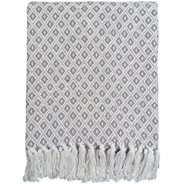Rapport Home Natural Eden Recycled Cotton Geometric Throw 178 x 254cm - Size: 10 x 254 x 178cm - Cream - Wilko - image 1