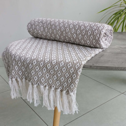 Rapport Home Natural Eden Recycled Cotton Geometric Throw 178 x 254cm - Size: 10 x 254 x 178cm - Cream - Wilko - thumbnail 3