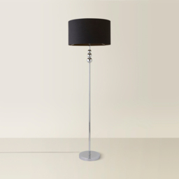 ValueLights Marissa Black Fabric Drum Shade LED Floor Lamp - Size: 145 x 45 x 45cm - Silver - Wilko - thumbnail 6