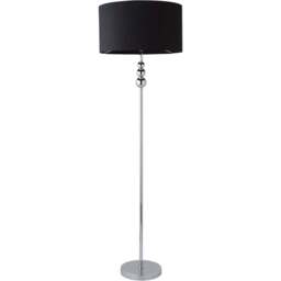 ValueLights Marissa Black Fabric Drum Shade LED Floor Lamp - Size: 145 x 45 x 45cm - Silver - Wilko