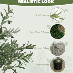 HOMCOM Silk Olive Tree Artificial Plant Pot 120cm 2 Pack - Size: 19 x 19 x 80cm - Green - Wilko - thumbnail 5