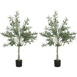 HOMCOM Silk Olive Tree Artificial Plant Pot 120cm 2 Pack - Size: 19 x 19 x 80cm - Green - Wilko - thumbnail 1