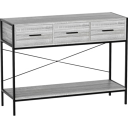 Vida Designs Brooklyn Grey 3-Drawer Industrial Console Table with Shelf - Size: 34cm x 100 x 74cm - Wilko - thumbnail 3