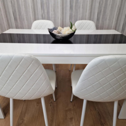 Kosy Koala 4 Seater Faux Leather Dining Set Black and White - Multi - Portland - Wilko - thumbnail 7