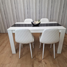 Kosy Koala 4 Seater Faux Leather Dining Set Black and White - Multi - Portland - Wilko - thumbnail 4