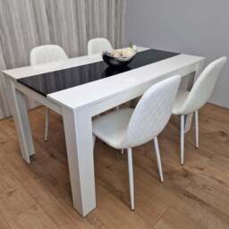 Kosy Koala 4 Seater Faux Leather Dining Set Black and White - Multi - Portland - Wilko