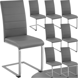 tectake Set of 8 Grey High Backrest Dining Chair - Wilko - thumbnail 3