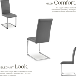 tectake Set of 8 Grey High Backrest Dining Chair - Wilko - thumbnail 4