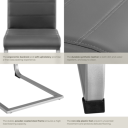 tectake Set of 8 Grey High Backrest Dining Chair - Wilko - thumbnail 6