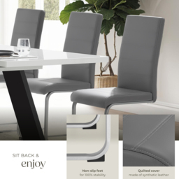 tectake Set of 8 Grey High Backrest Dining Chair - Wilko - thumbnail 5