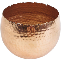 Leaf Hammered Copper Plated Metal Planter 22 x 17cm - Size: 17 x 22 x 22cm - Orange - Wilko