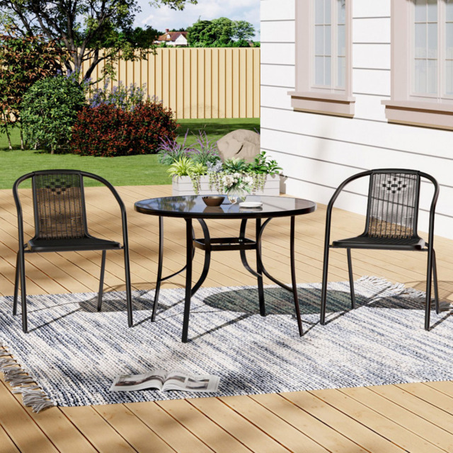 Living and Home Wicker 2 Seater Black Round Patio Set - Wilko - image 1