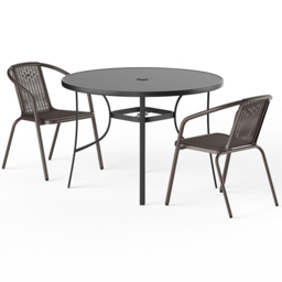 Living and Home Wicker 2 Seater Black Round Patio Set - Wilko - thumbnail 3
