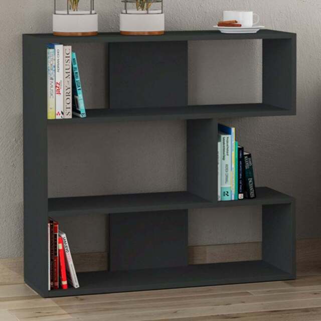 Decortie Molly 4 Shelf Anthracite Grey Modern Bookcase Display Unit No 1 - Size: 89 x 93.6 x 29.6cm - Wilko - image 1