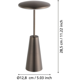 EGLO Piccola Bronze Touch Table Lamp - Size: 28 x 13 x 28cm - Brown - Wilko - thumbnail 6