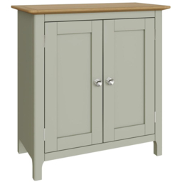 FWStyle Taberno 2 Door Sage Green and Oak Compact Sideboard - Size: 67 x 65 x 33cm - Wilko - thumbnail 3