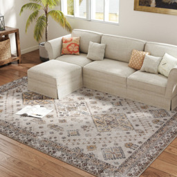 HOMCOM Beige Flannel Non Slip Rug 200 x 290cm - Yellow - Wilko - thumbnail 4