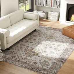 HOMCOM Beige Flannel Non Slip Rug 200 x 290cm - Yellow - Wilko - thumbnail 3