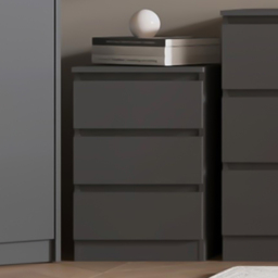 Seconique Malvern 3 Drawer Grey Bedside Table Set of 2 - Wilko - thumbnail 1