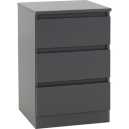 Seconique Malvern 3 Drawer Grey Bedside Table Set of 2 - Wilko - thumbnail 4