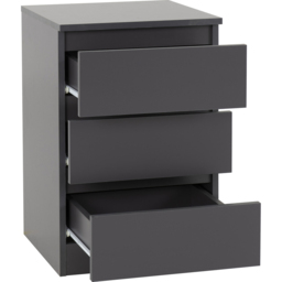 Seconique Malvern 3 Drawer Grey Bedside Table Set of 2 - Wilko - thumbnail 6