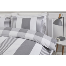 Rapport Home PH Chambray Single Grey Stripe Duvet Set - Silver - Wilko - thumbnail 4