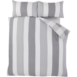 Rapport Home PH Chambray Single Grey Stripe Duvet Set - Silver - Wilko - thumbnail 3