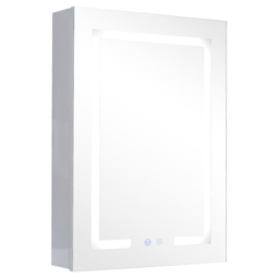 Living and Home White Minimalist Design LED Mirror Bathroom Cabinet - Size: 60 x 45 x 13cm - Wilko - thumbnail 3