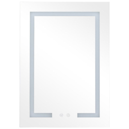 Living and Home White Minimalist Design LED Mirror Bathroom Cabinet - Size: 60 x 45 x 13cm - Wilko - thumbnail 4
