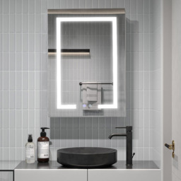 Living and Home White Minimalist Design LED Mirror Bathroom Cabinet - Size: 60 x 45 x 13cm - Wilko - thumbnail 6