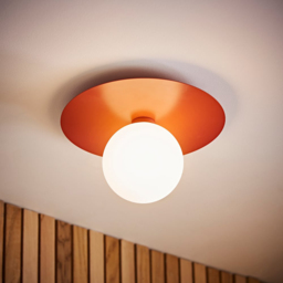 ValueLights Darla Rust Frosted Globe Bathroom Flush Ceiling Light and Bulb - Size: 15 x 25 x 25cm - Orange - Wilko - thumbnail 7