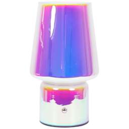 ValueLights Hanya Iridescent Glass Rechargeable LED Portable Table Lamp - Multi - Wilko